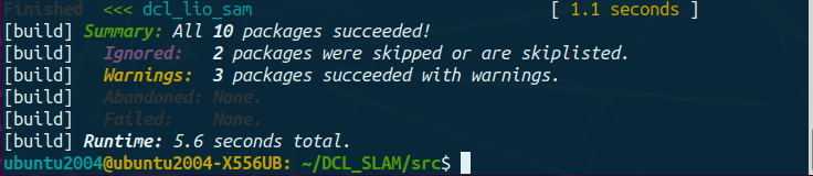 catkin build dcl_lio_sam结果